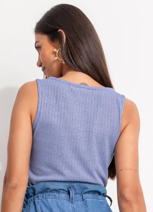 Quintess - Blusa Azul em Malha Tricô - QUINTESS