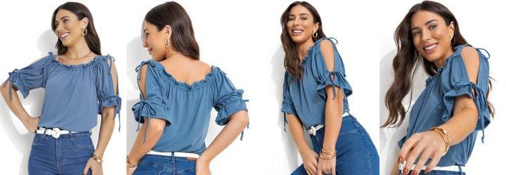 Blusa Azul em Poliviscose