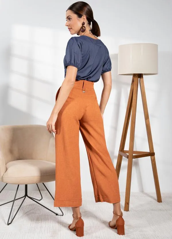 Quintess - Blusa Azul Escuro em Jeans Leve 6