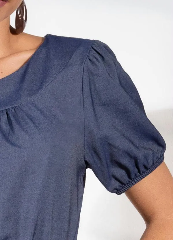 Quintess - Blusa Azul Escuro em Jeans Leve 5