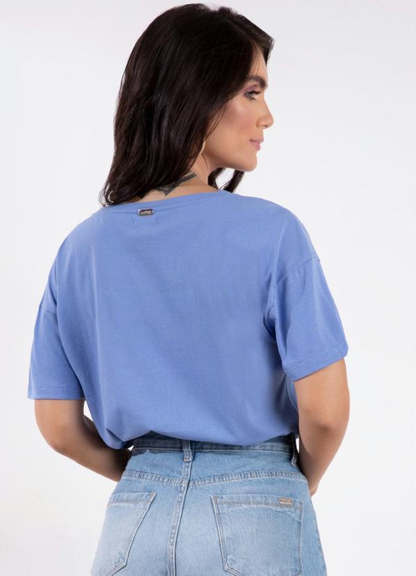 Quintess - Blusa Azul Mangas Curtas com Paetês 2