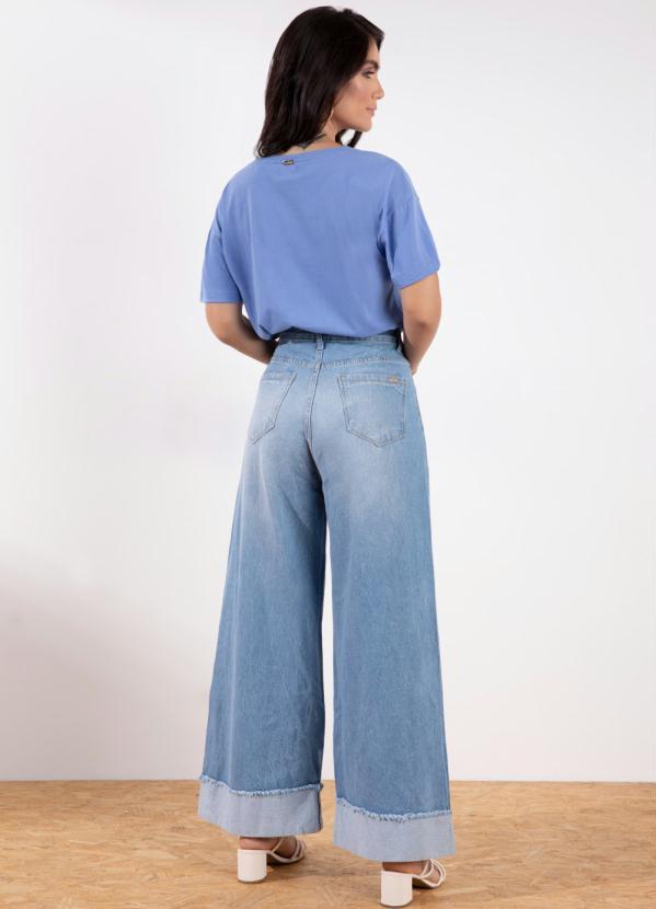 Quintess - Blusa Azul Mangas Curtas com Paetês 4