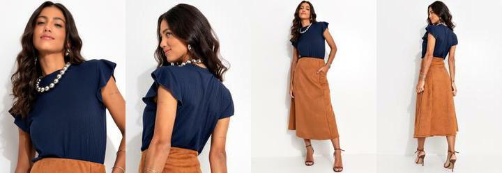 Blusa Azul Marinho em Canelado