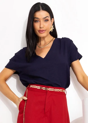 You Premium - Blusa Azul Marinho em Crepe Plano - YOU PREMIUM