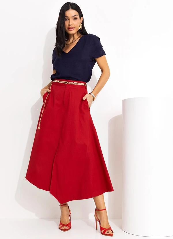 You Premium - Blusa Azul Marinho em Crepe Plano 3