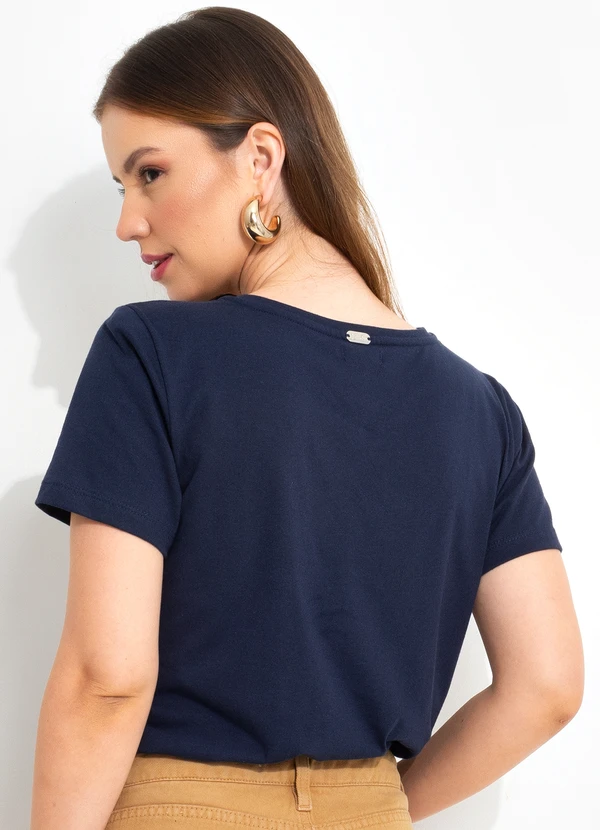 Quintess - Blusa Azul Marinho em Malha de Algodão 2