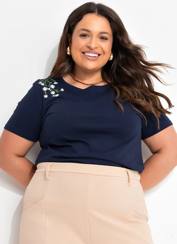 Quintess - Blusa Azul Marinho em Malha de Algodão 6