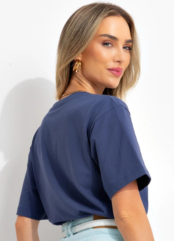 Bimini - Blusa Azul Marinho em Malha de Algodão 2