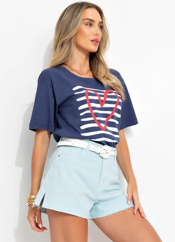 Bimini - Blusa Azul Marinho em Malha de Algodão 6