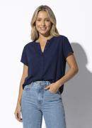 Blusa Azul Marinho em Malha de Algod�o