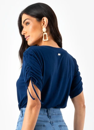 Quintess - Blusa Azul Marinho em Malha de Viscose - QUINTESS