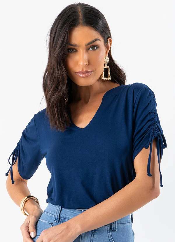 Quintess - Blusa Azul Marinho em Malha de Viscose