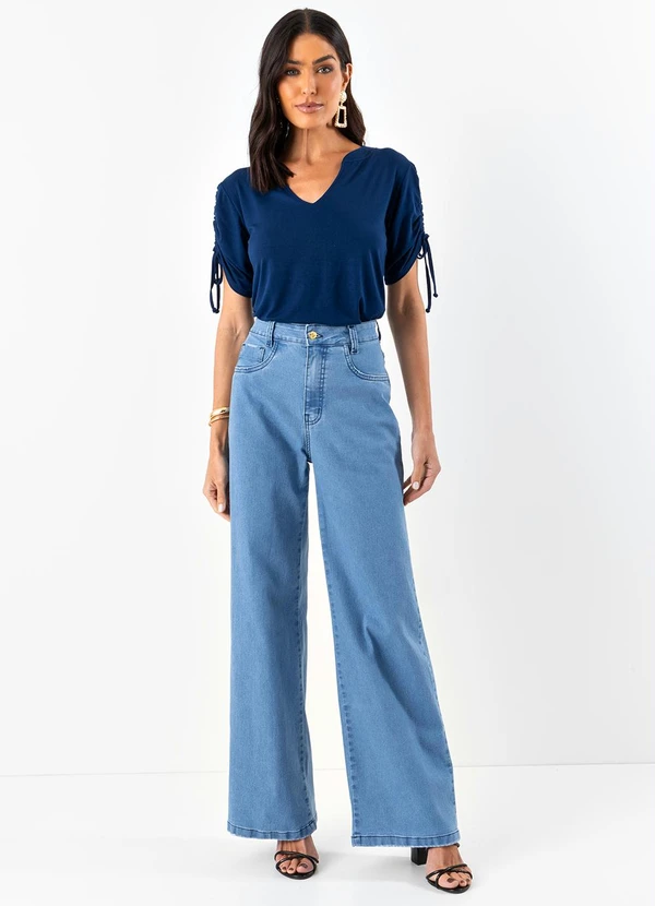 Quintess - Blusa Azul Marinho em Malha de Viscose 7