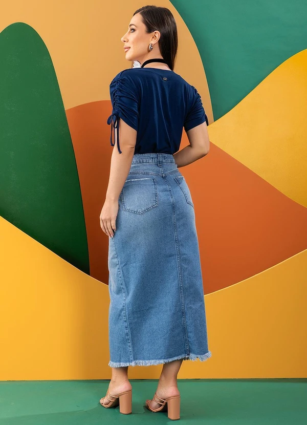 Quintess - Blusa Azul Marinho em Malha de Viscose 2