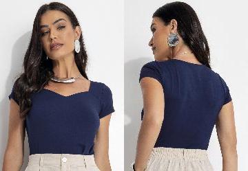 Blusa Azul Marinho em Malha de Viscose