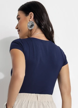 Quintess - Blusa Azul Marinho em Malha de Viscose - QUINTESS