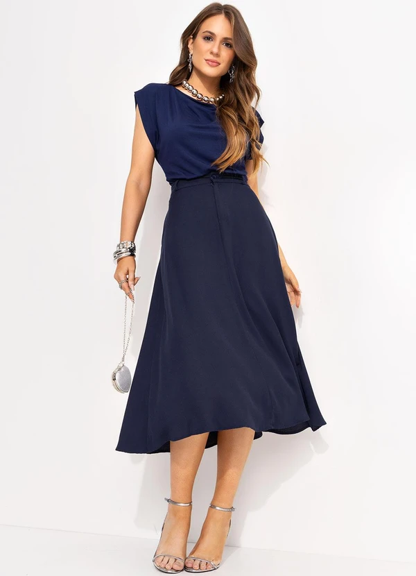 Quintess - Blusa Azul Marinho em Malha de Viscose