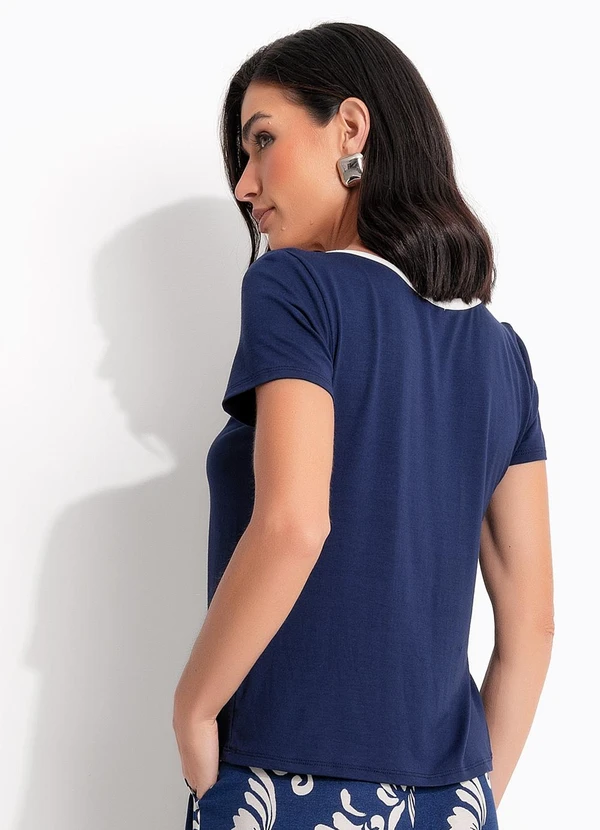 Quintess - Blusa Azul Marinho em Malha de Viscose 6