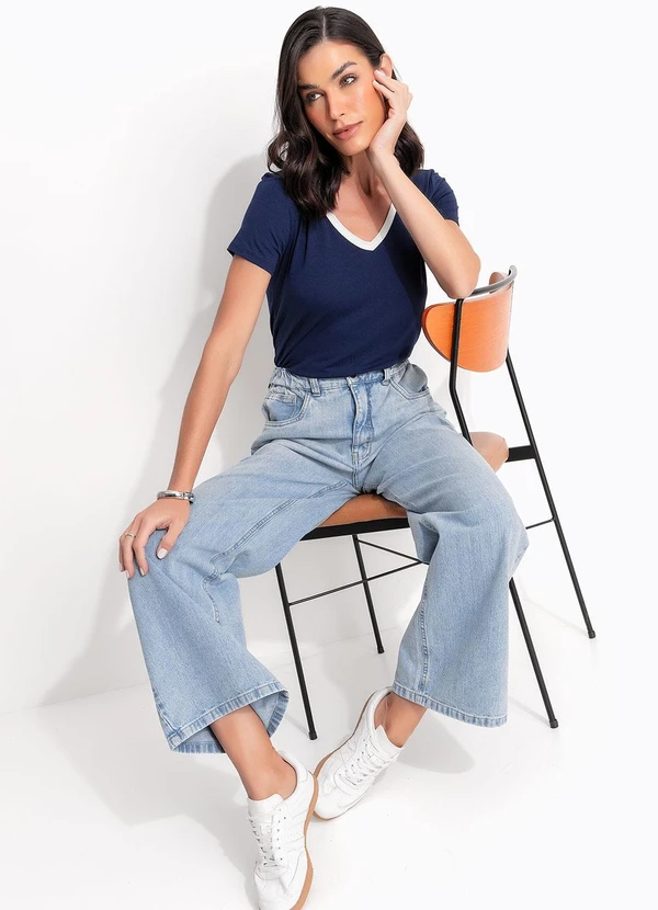 Quintess - Blusa Azul Marinho em Malha de Viscose 5