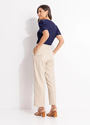 Quintess - Blusa Azul Marinho em Malha Laise - QUINTESS