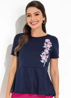 Rosalie - Blusa Azul Marinho em Malha - ROSALIE
