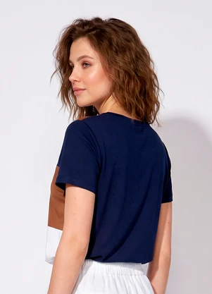 Moda Pop - Blusa Azul Marinho em Malha - MODA POP