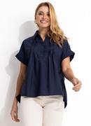 Blusa Azul Marinho em Poli�ster
