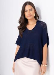 Blusa Azul Marinho em Tric�
