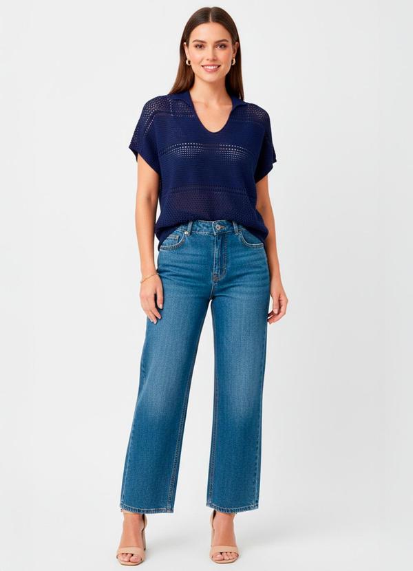 Blusa (Azul Marinho) em Tric�