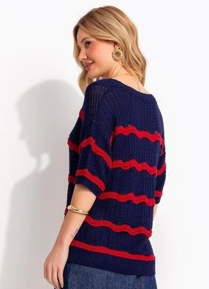 Quintess - Blusa Azul Marinho em Tricô - QUINTESS