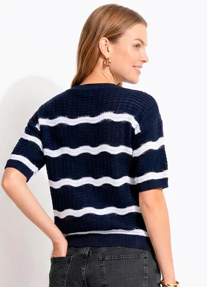 Quintess - Blusa Azul Marinho em Tricô - QUINTESS