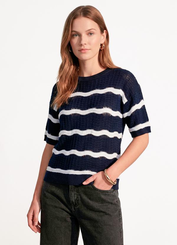 Blusa (Azul Marinho) em Tric�