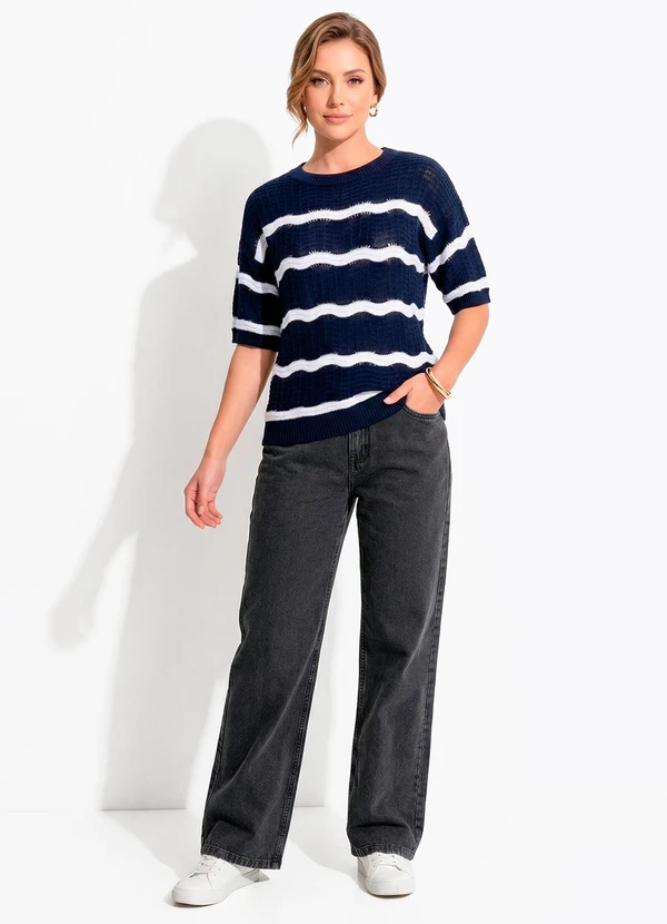 Quintess - Blusa Azul Marinho em Tricô
