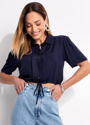 Blusa (Azul Marinho) em Viscose Plana
