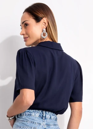 Quintess - Blusa Azul Marinho em Viscose Plana - QUINTESS