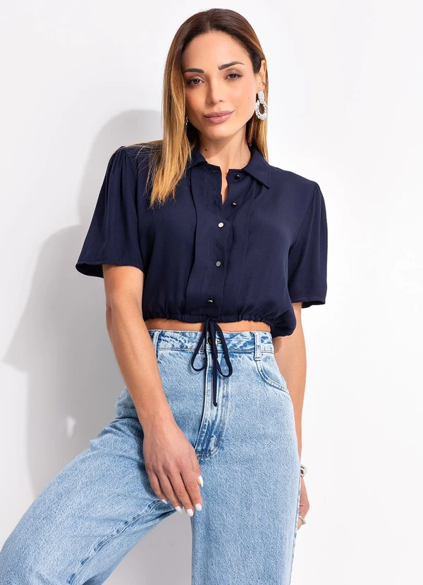 Quintess - Blusa Azul Marinho em Viscose Plana 6