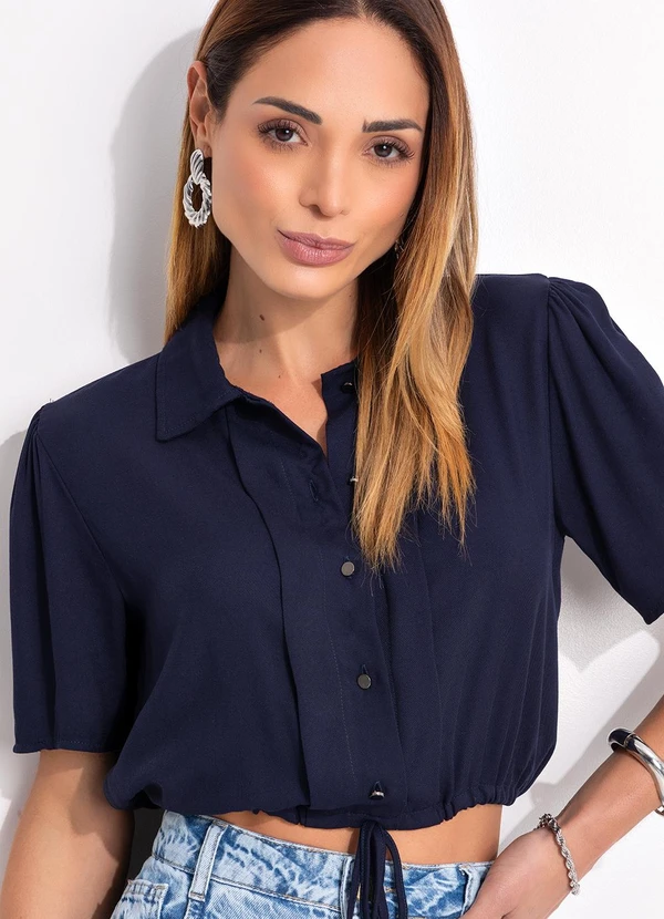 Quintess - Blusa Azul Marinho em Viscose Plana 7