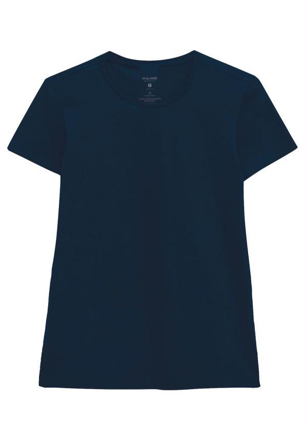 Malwee - Blusa Azul Marinho Tradicional Feminina Malha