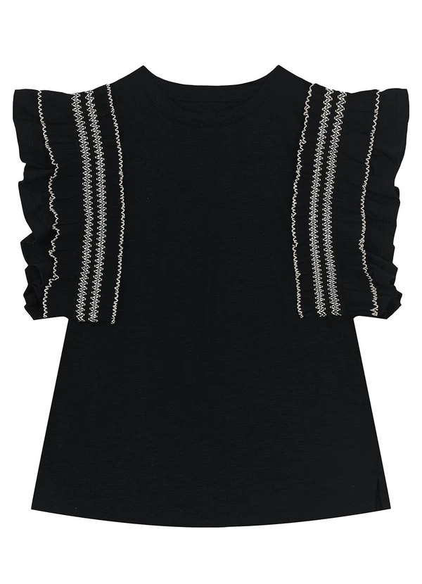 Enfim - Blusa Babados com Fenda Preto 3