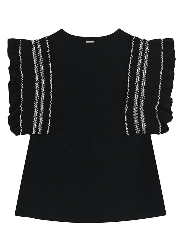 Enfim - Blusa Babados com Fenda Preto 4