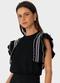 Enfim - Blusa Babados com Fenda Off White - variação: Preto