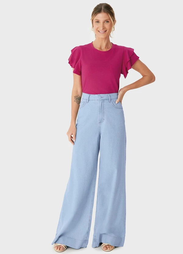 Malwee - Blusa Babados Malha Linho Fúcsia 2