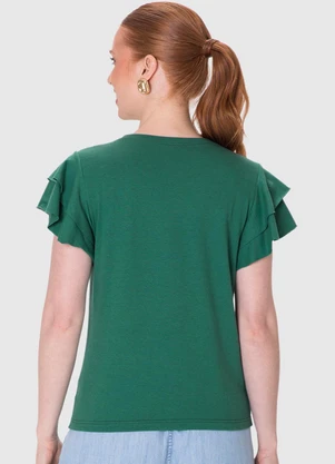 Malwee - Blusa Babados Malha Linho Verde  - MALWEE