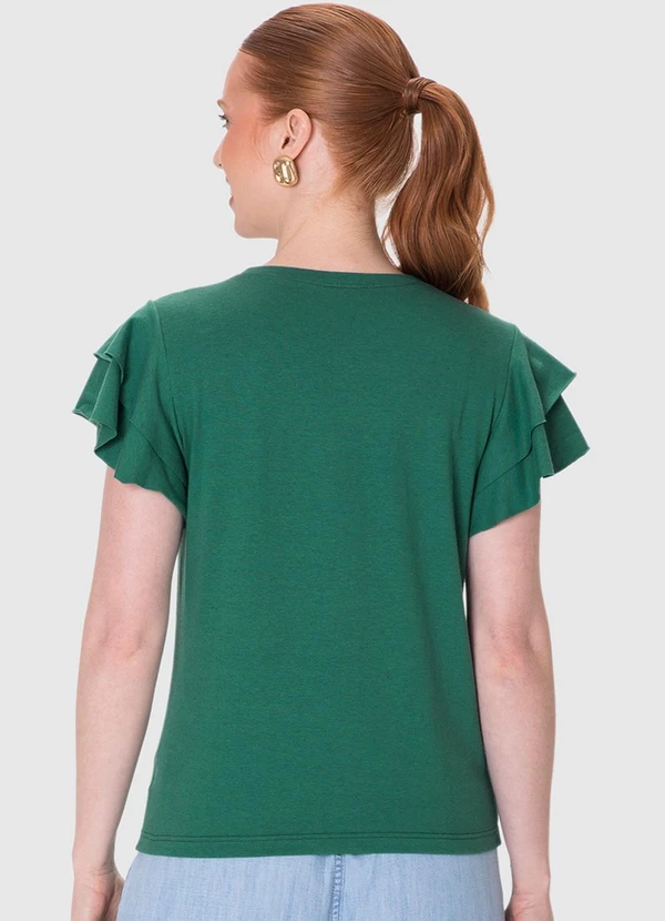 Malwee - Blusa Babados Malha Linho Verde  2