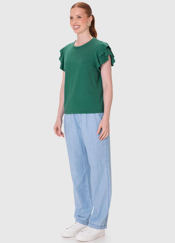 Malwee - Blusa Babados Malha Linho Verde  3