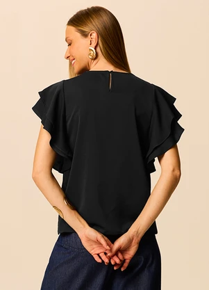 Malwee - Blusa Babados Preto - MALWEE