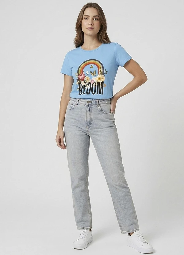 Select - Blusa Baby Look Feminina Estampada Azul 2