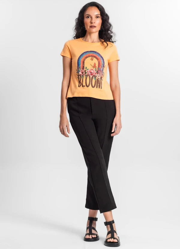 Select - Blusa Baby Look Feminina Estampada Laranja 3