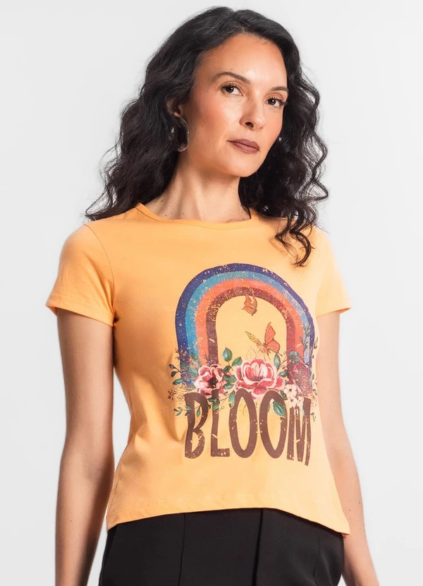 Select - Blusa Baby Look Feminina Estampada Laranja 4