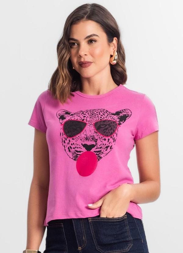 Select - Blusa Baby Look Feminina Estampada Rosa